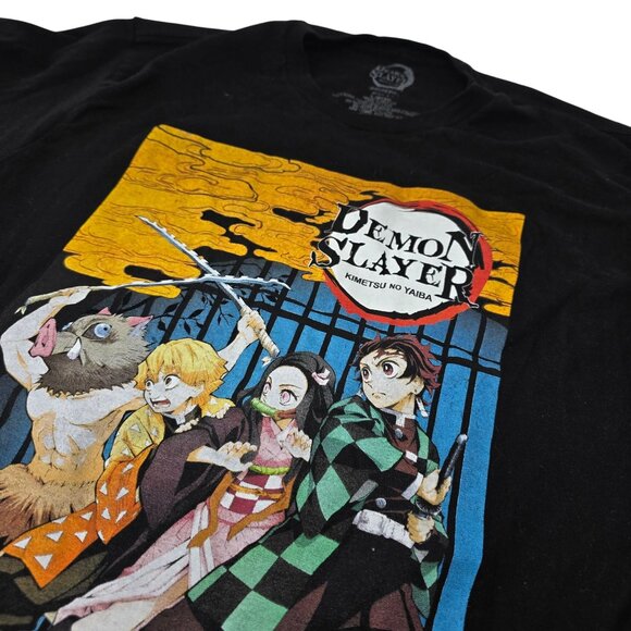 Demon‎ Slayer Anime Black Tee Shirt Large 42/44  Kimetsu No Yaiba Animation Crew - Picture 1 of 5